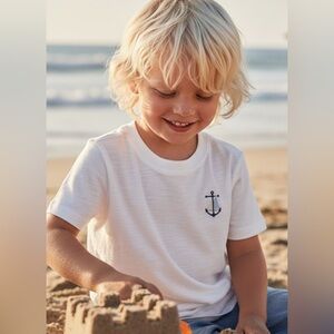 NWT- Janie and Jack Nautical White Tee